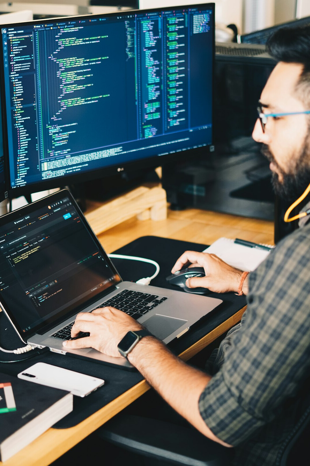 person learning programming on computer
