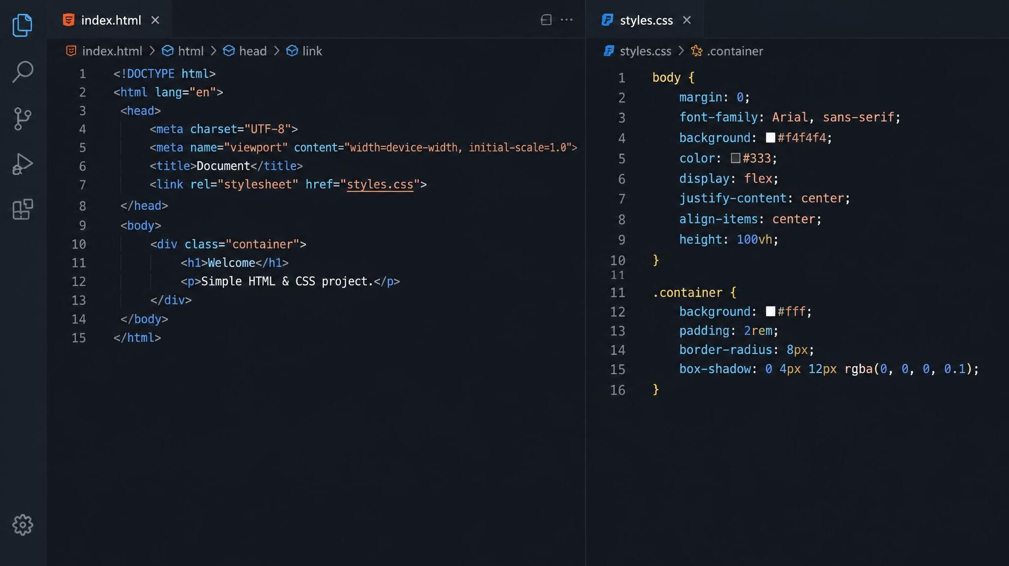 HTML code on a screen for web development